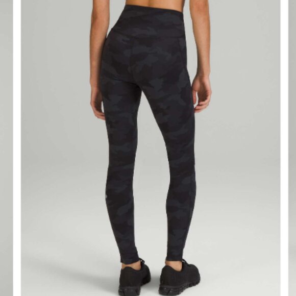 Lululemon Base Pace High-Rise Tight Sz 12 Brushed Nulux Camo Deep Coal 28" - Picture 2 of 9